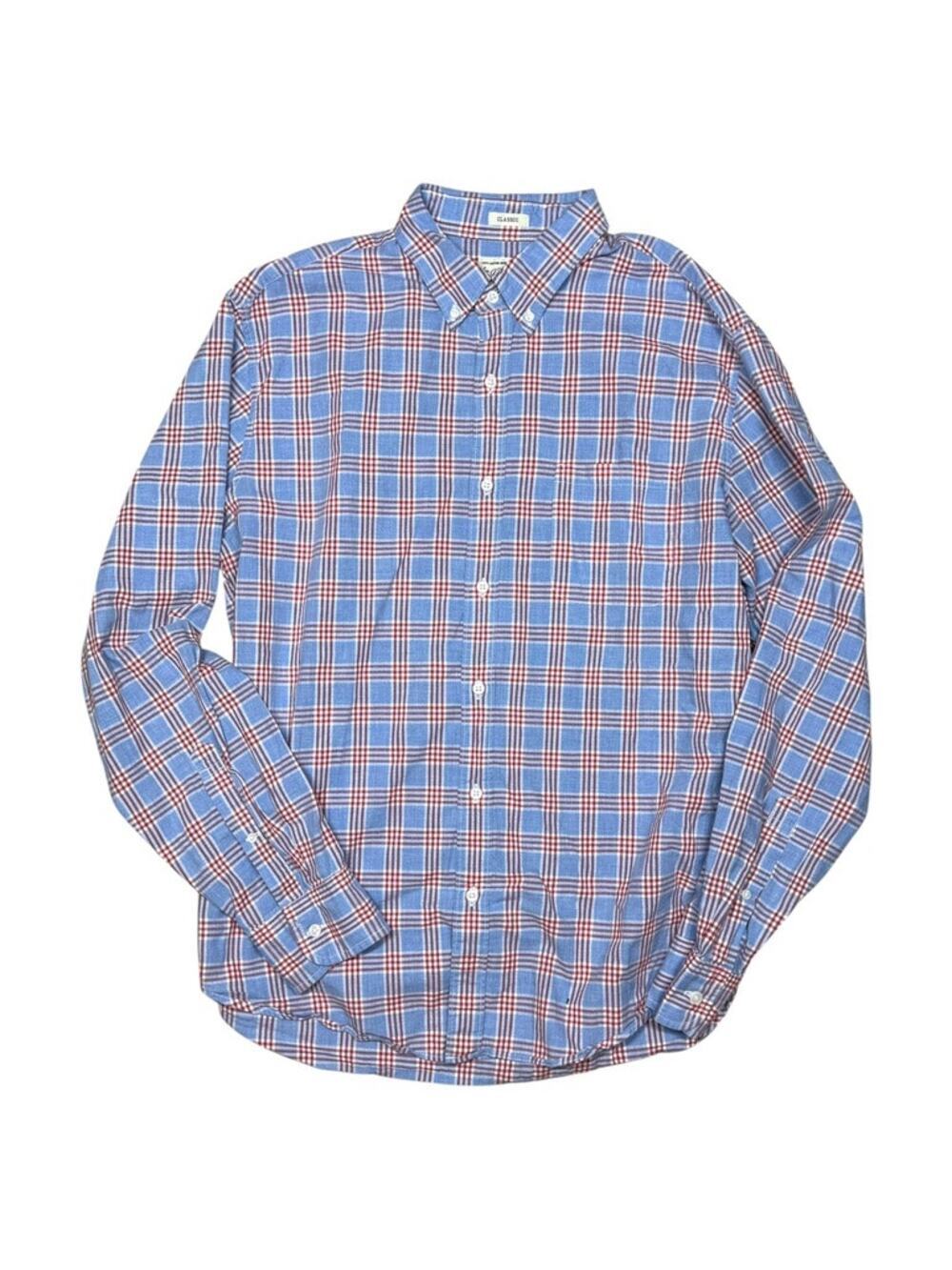 J.Crew Classic 100% Cotton Blue Red Plaid Long Sleeve Button Down Shirt Large